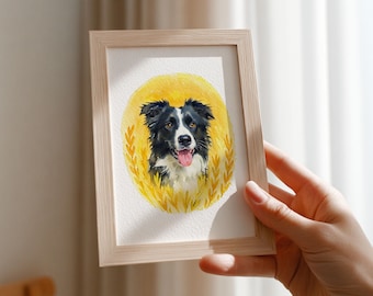 Custom Watercolor Pet Portrait – Dog Portrait from Photo – Personalized Custom Dog Painting, Miniature Pet Art