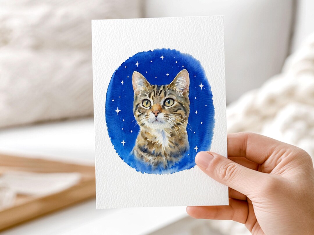 Custom Watercolor Pet Portrait: Dog Cat Memorial Art, Personalized Gift ...