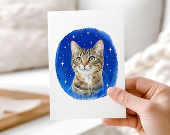 カスタム水彩ペット肖像画：犬猫のメモリアルアート、パーソナライズギフト、写真からの絵画