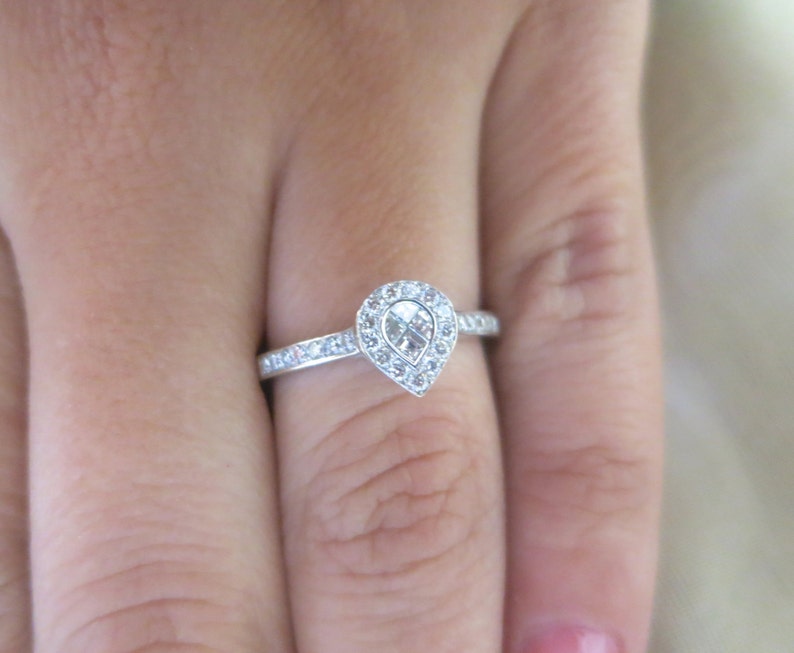 18K White gold diamond ring. | Etsy