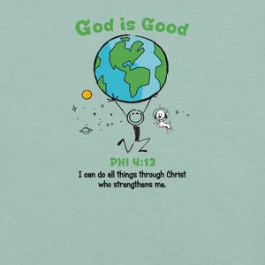 Dio è buono Filippesi 4:13 Posso fare ogni cosa T-shirt cristiana / Maglietta con versetto biblico Rocky & Punchy / Maglietta di fede ispiratrice