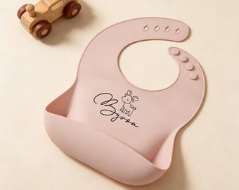 Personalized Silicone Baby Bib, Custom Name Engraved