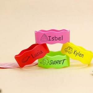 Custom Engraved Baby Bottle Label, Silicone Name Band for Sippy Cup or Water Bottle, Perfect for Daycare & Newborn Gift