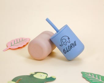 Personalized Silicone Sippy Cup: Custom Engraved Toddler Training Cup