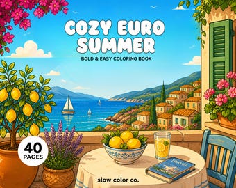 Cute Cozy Summer Coloring Book Hygge Coloring Pages Vacation Coloring Bold and Easy Aesthetic Coloring Book for Adults Trendy Coloring Book