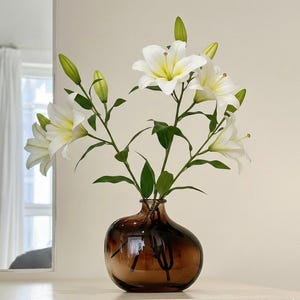 琥珀色のガラスの花瓶 - Etsy 日本