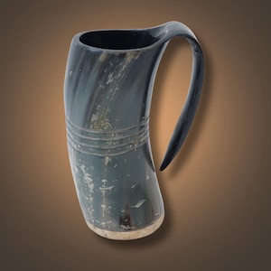 Handmade Viking Horn Mug 6&quot; | Natural Rustic Norse Drinking Tankard | Perfect for Mead, Ale, Beer & Medieval Gift Decor