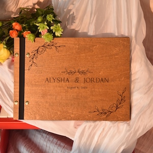 Personalized Wedding Guestbook, Wooden Guest Book Scrapbook, Wedding Keepsake Album, Engagement Gift, Wedding Gifts