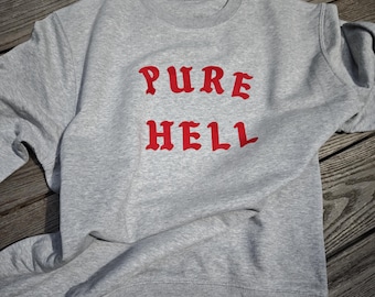 Sudadera de algodón orgánico Pure Hell: estilo punk de los años 70 con estampado manual