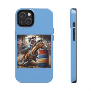 Barrel racing, Cowboy Phone Case, Tough Case for iPhone, Rodeo Gift, Western Style, Horse Riding Accessories