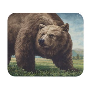 Bear Art Mouse Pad | Wildlife Desk Accessory, Office Decor, Nature Lover Gift, Animal Artwork, Rustic Home Office, Adventurer Gift