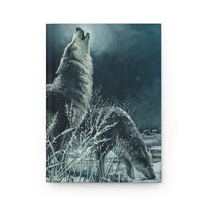 Howling Wolves Hardcover Journal, Nature Lover&#39;s Diary, Winter Writing Notebook, Gift for Animal Lovers, Wildlife Journal