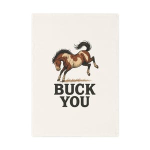 Bucking Horse-Themed Cotton Tea Towel, Rustic Kitchen Decor, Funny Gift for Equestrian Lovers, Unique Home Accessories, Farmhouse Tea Towel
