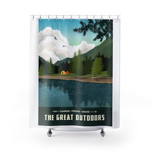Nature-Themed Shower Curtains for Outdoor Lovers, Camping Decor, Bathroom Accessories, Adventure Gifts, Great Outdoors