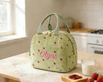 Bestickte Cord Lunch Bag | Personalisierte Thermotasche