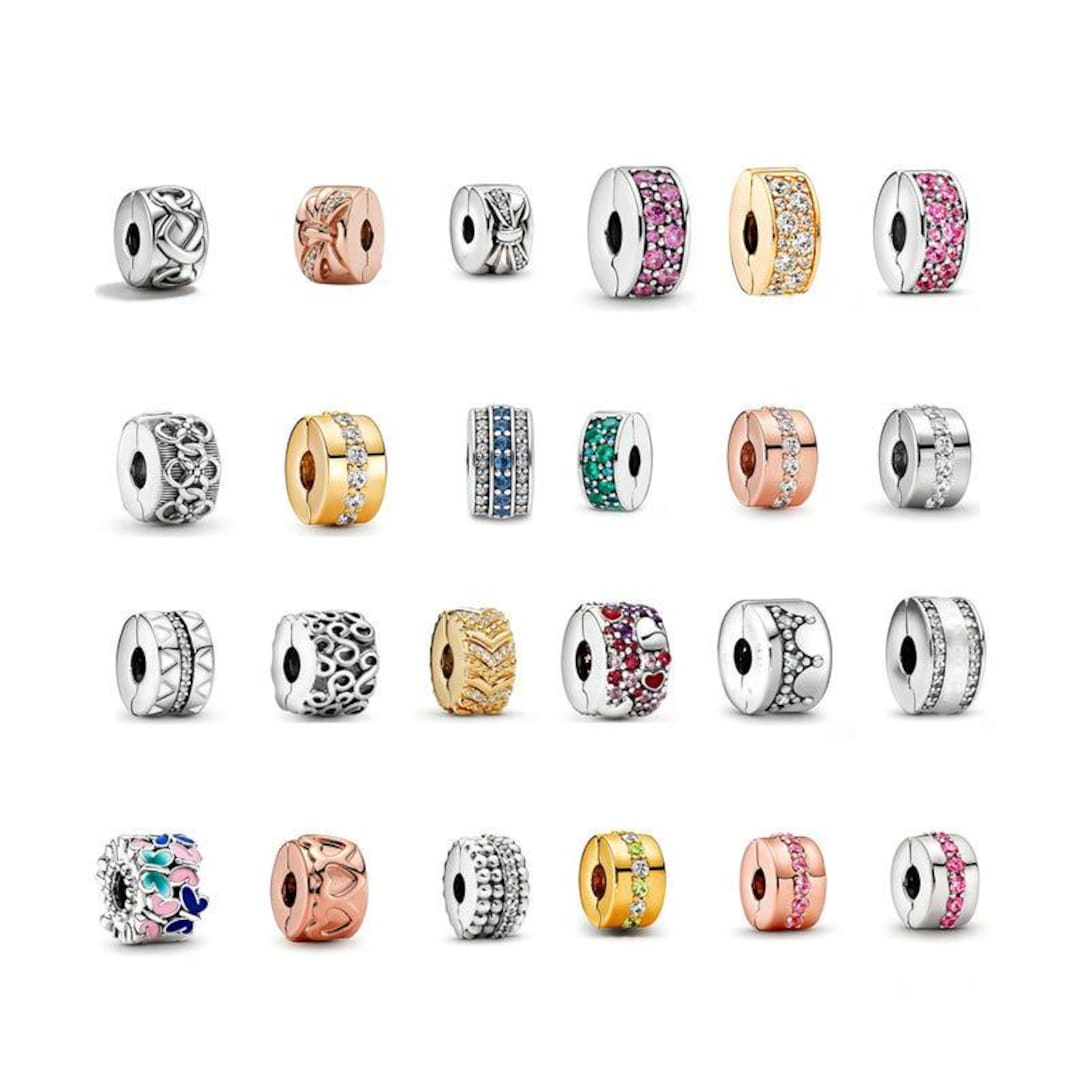 925 Sterling Silver Charm Clips, Heart & Crown Spacer Charms for ...