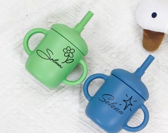Vaso de silicona personalizado para bebés / Vaso de entrenamiento grabado para niños pequeños