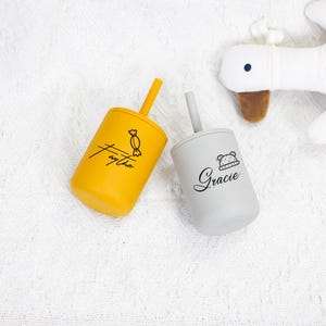 Personalized Silicone Baby Cup – Custom Engraved Training Cup for Toddlers – Name Sippy Tumbler – Baby Shower Gift