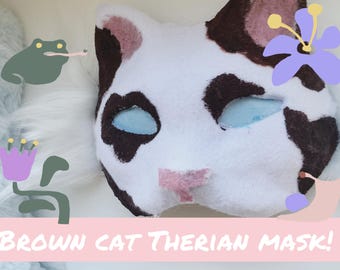 Brown cat therian mask-Brown cat cosplay/furry mask- READ DESCRIPTION!