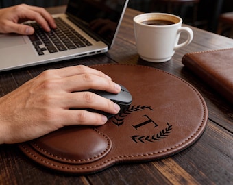 Custom Leather Mouse Pad,Personalized Coworker Gift,Office Gifts,Gift for Dad,Mousepad Birthday Monogram,Wedding Gift,Teacher Gift,Boss Gift