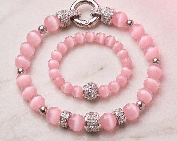 Elegantes Armband aus rosa Mondstein