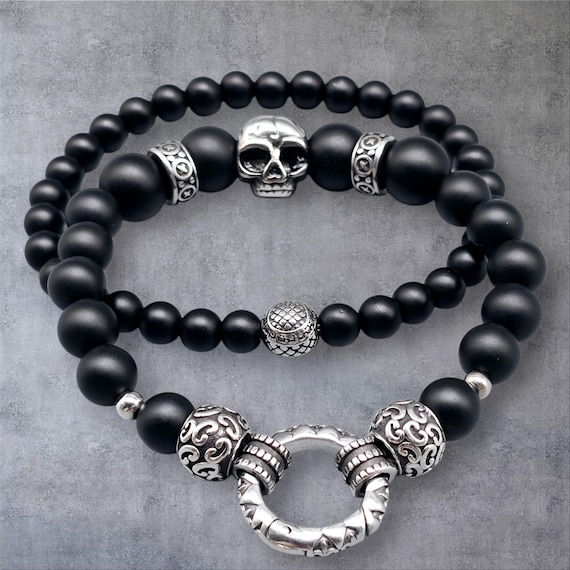Beaded Bracelet Set - Onyx, Lava Stone & Tiger Eye