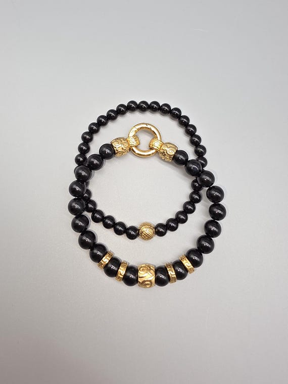 Bracelet set – Onyx (gloss or matte) with stainless steel elements