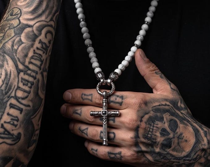 Perlenkette mit Kreuz- oder Wunschanhänger zur Auswahl