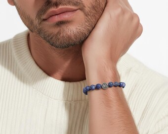 Zodiac sign beaded bracelet – unisex, sodalite & stainless steel, 8 mm stretch band