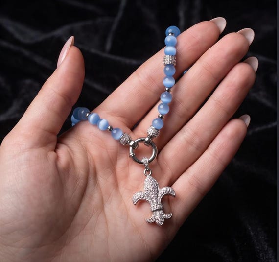 Elegant moonstone pearl necklace for women with cubic zirconia and stainless steel lily pendant