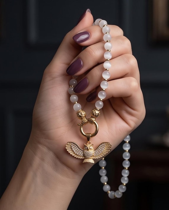 Elegant moonstone necklace with wish pendant