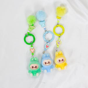 Labubu Keychain Plush,Cute Animal Costume Bag Charm,Soft Doll Pendant for Keys, Backpack Decoration, Gift for Kids & Teens
