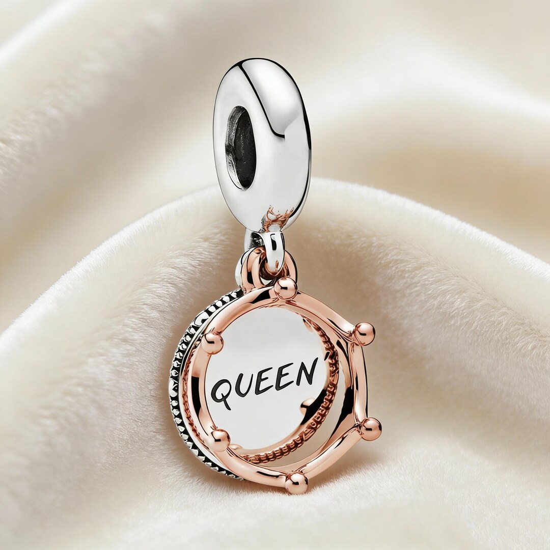 Queen & Regal Crown Dangle Charm,925 Sterling Silver Charm,compatible ...