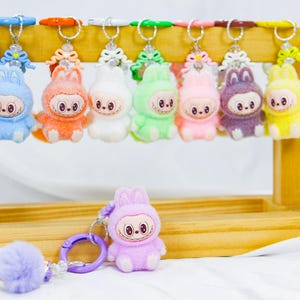Pluche sleutelhanger van Labubu · Schattige tasbedel dierenkostuum · Zachte poppenhanger voor sleutels, rugzakken · Cadeau voor kinderen en tieners