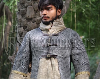 Handmade Mild Steel 6mm Chainmail Half Haubergeon | Medieval Armor Replica for LARP & Costume