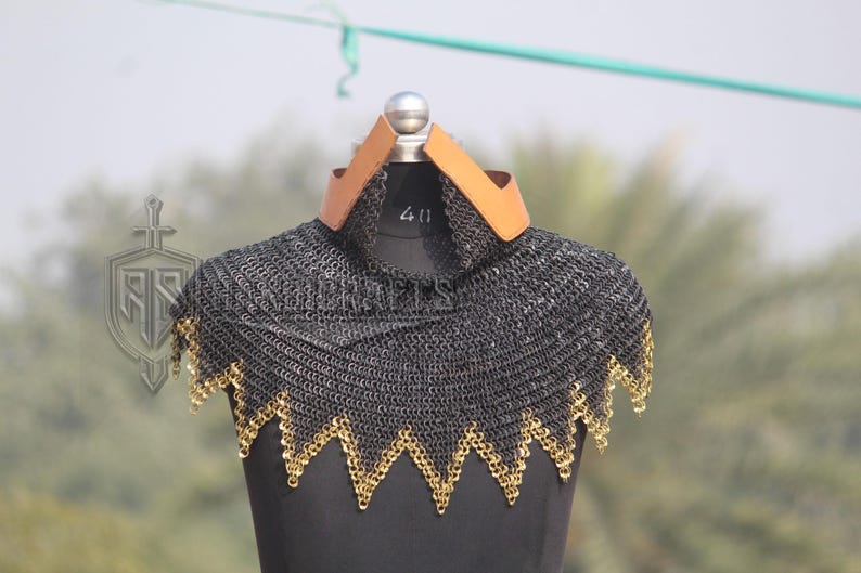 Chainmain Cowl Mild Steel Chainmail Aventail: 6mm Dome Riveted Neck Protection - Etsy