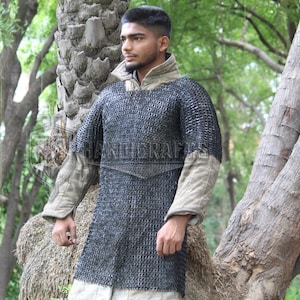 Black Aluminum Chainmail Haubergeon: Lightweight Reenactment Armor