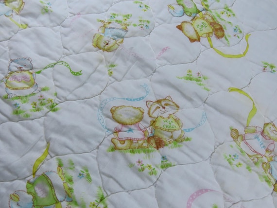 Vintage Shirt Tales quilted crib blanket
