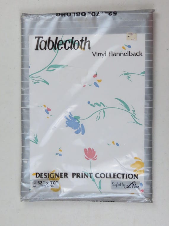 Vintage Floral Vinyl flannelback tablecloth -new in package