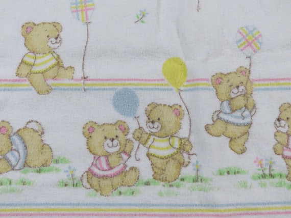 Vintage Teddy Bear flannel receiving blanket