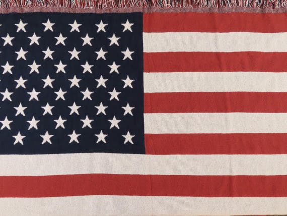 Vintage American Flag woven throw blanket
