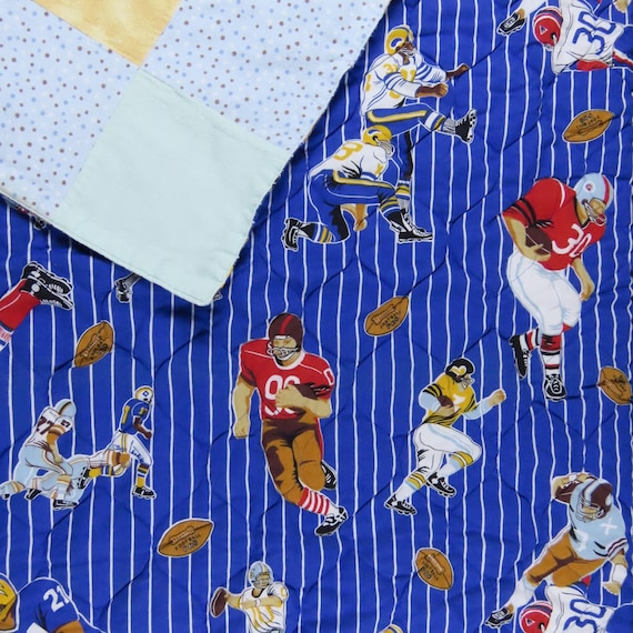 Vintage Football themed quilted blanket