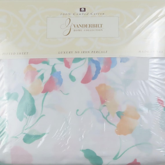 Vintage Vanderbilt Collection "Glorious Dream" floral full fitted sheet -New in package