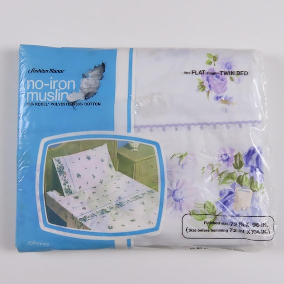 Vintage JC Penney Floral twin flat sheet -New in Package