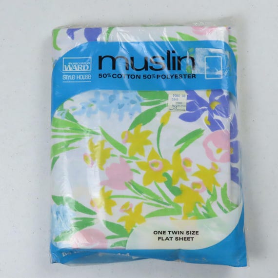 Vintage Montgomery Ward "Spring bouquet" twin flat sheet -new in package