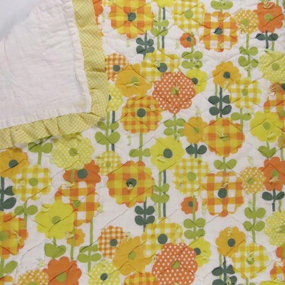 Vintage Floral small quilted blanket