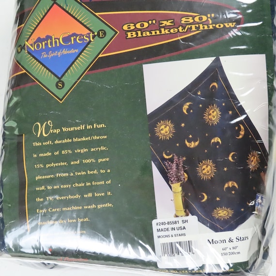 Vintage Biederlack "Moon and Stars" acrylic blanket -new in package