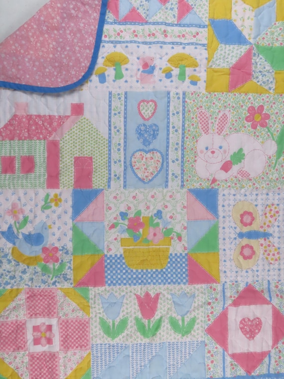 Vintage Springtime small quilted blanket