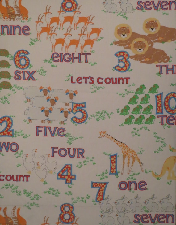 Vintage "Let's Count" Animals and 123s Twin sheet set -includes flat, fitted, and pillowcase