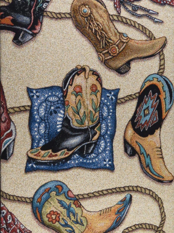 Vintage Cowboy Boots woven tapestry blanket